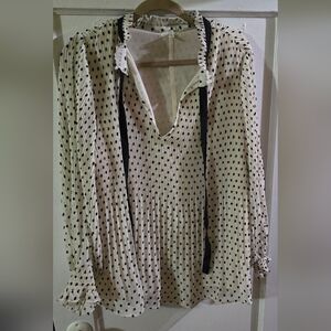 Max Studio 3x Polka Dotted And Bow Blouse